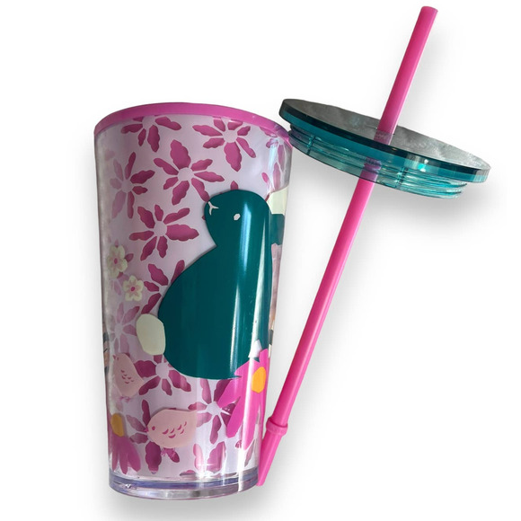 Starbucks 2023 Easter Spring Pink Mod Bunny Floral Tumbler 16oz Grande Cup NWT - Picture 9 of 12